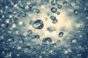 Macro Water Droplets Mobile Wallpaper - Blue Bokeh Abstract Background