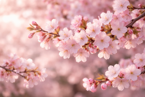 Soft Pink Cherry Blossoms Branch 4K Desktop Background for Free High-Resolution Wallpaper