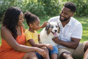 Happy Family with Dog 4K Ultra HD Desktop Background - Free Nature Wallpaper for Laptop