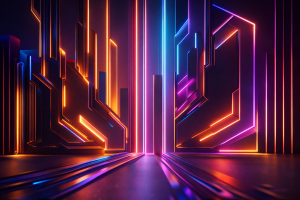 Futuristic Neon Cityscape 4K Desktop Background - Cyberpunk Neon Lights Wallpaper