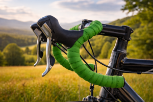 Black Road Bike with Green Handlebar Tape on Scenic Countryside - Free Nature Landscape Wallpaper 4K