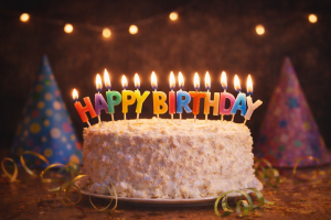 Happy Birthday Cake with Candles and Decorations 4K HD Desktop Background