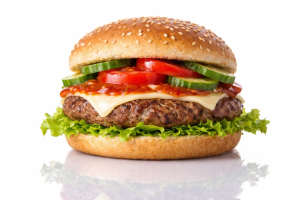 Delicious Cheeseburger with Fresh Vegetables - Juicy Burger Wallpaper for Desktop