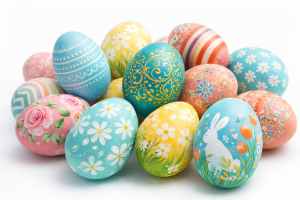 Easter Eggs Collection with Floral and Bunny Designs - High-Quality Desktop Wallpaper