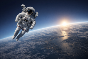 Astronaut Floating in Space High Above Earth 4K Desktop Background