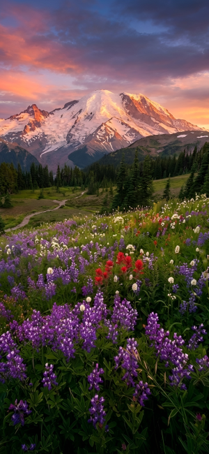 Mount Rainier Sunset Mobile Wallpaper - Free 4K Nature Background