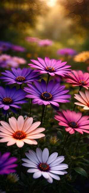 Vibrant Purple and Pink Flowers in Nature - Free Mobile Wallpaper - Iphone Background