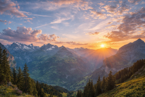 Stunning Sunrise Over Snowy Mountains 4K Desktop Background Wallpaper