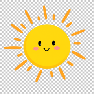 Happy Sun with Rays Cute  Transparant Background Stock Image