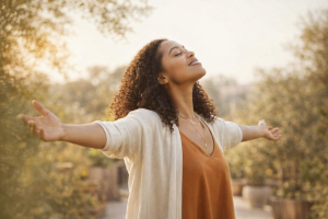 Woman Enjoying Nature Sunlight