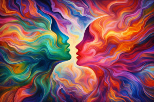 Vibrant Abstract Faces Wallpaper for Desktop