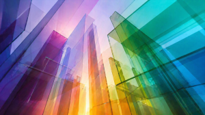 Rainbow Glass Skyscrapers Desktop Wallpaper