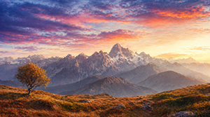 Majestic Mountain Sunset Landscape Desktop Wallpaper