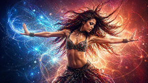 Fiery Belly Dancer in Ethnic Costume Wallpaper