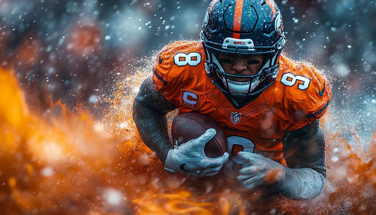 NFL Football Wallpaper: Orange Uniform, Action Shot, 4k Sports Wallpaper