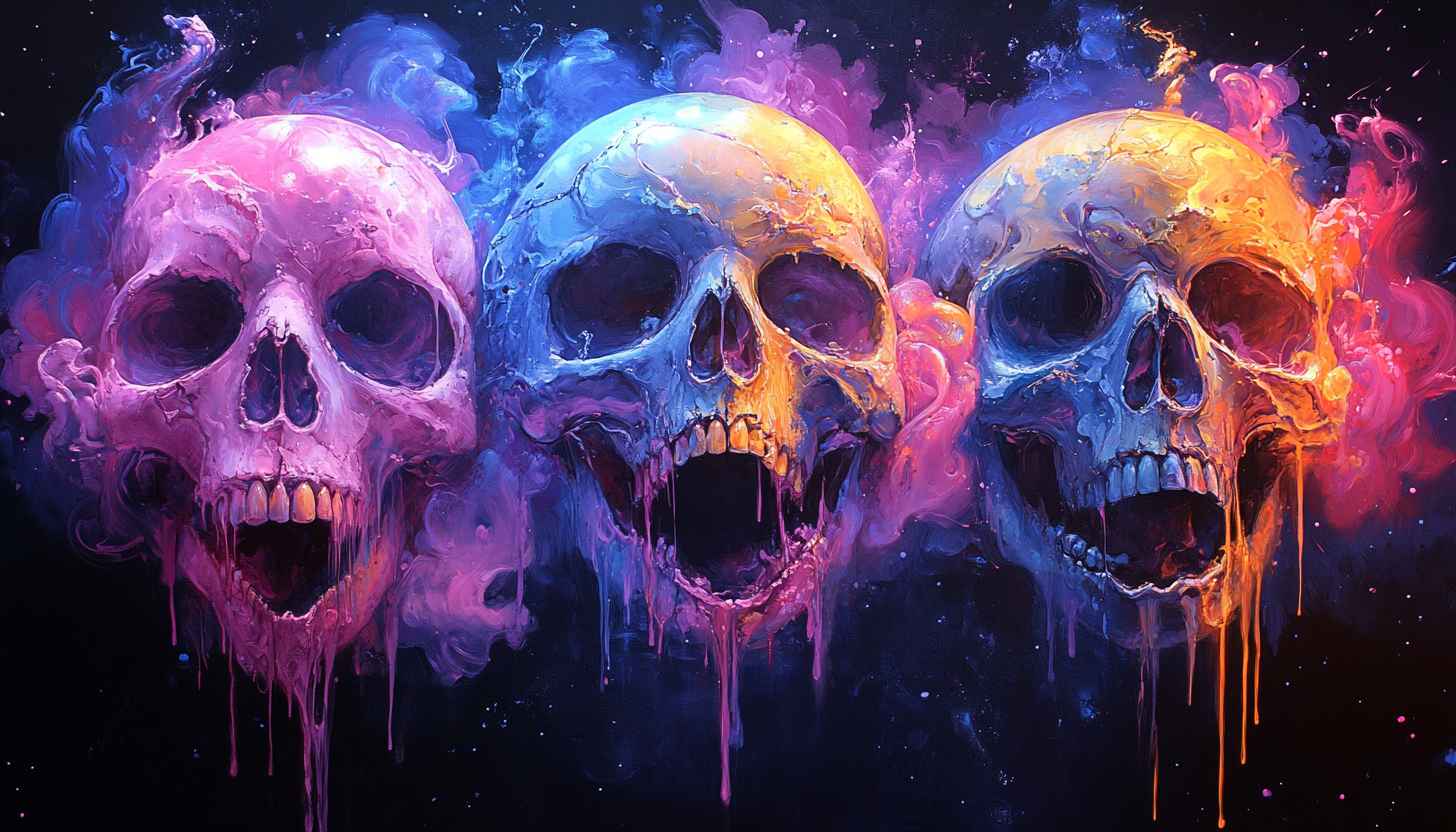 Colorful Skull Wallpaper, Halloween Wallpaper, Scary Wallpaper, Spooky Wallpaper