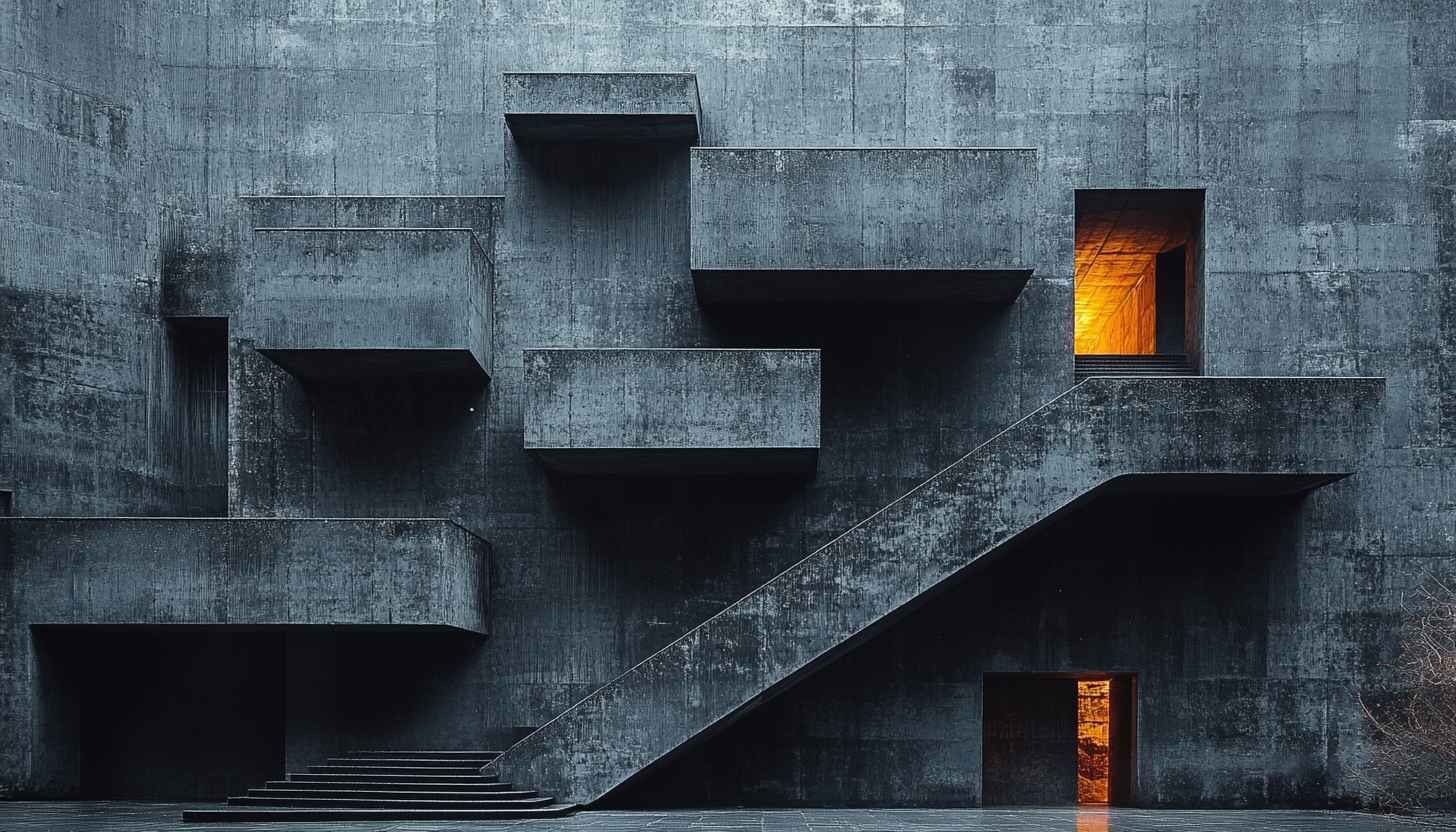 Concrete Architecture Wallpaper, Brutalist Building, Modernist Style, Aesthetic Architecture