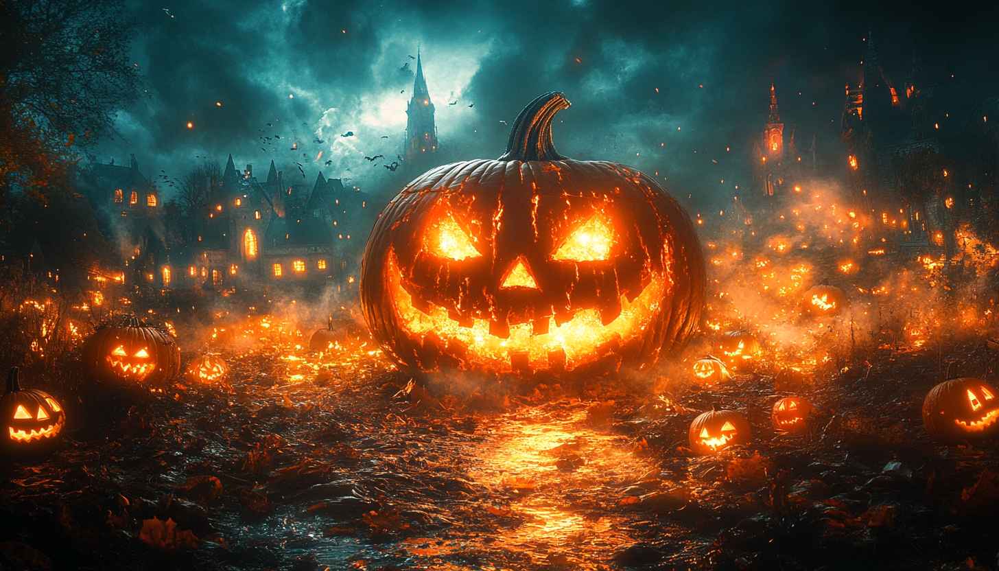 Spooky Halloween Pumpkin Wallpaper 4K, Scary Halloween Background