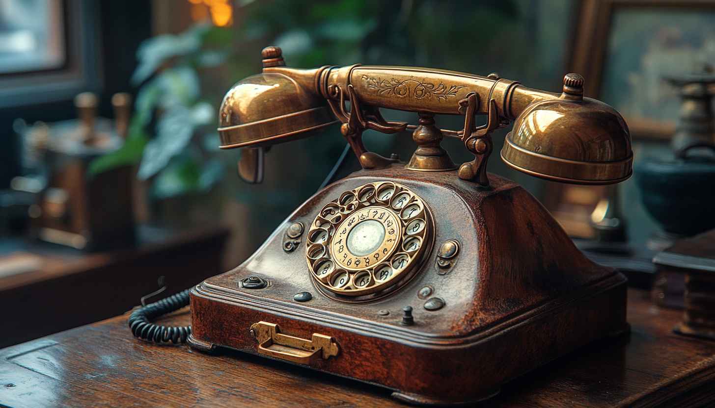 Vintage Phone Wallpaper: Classic Rotary Dial Telephone for Desktop