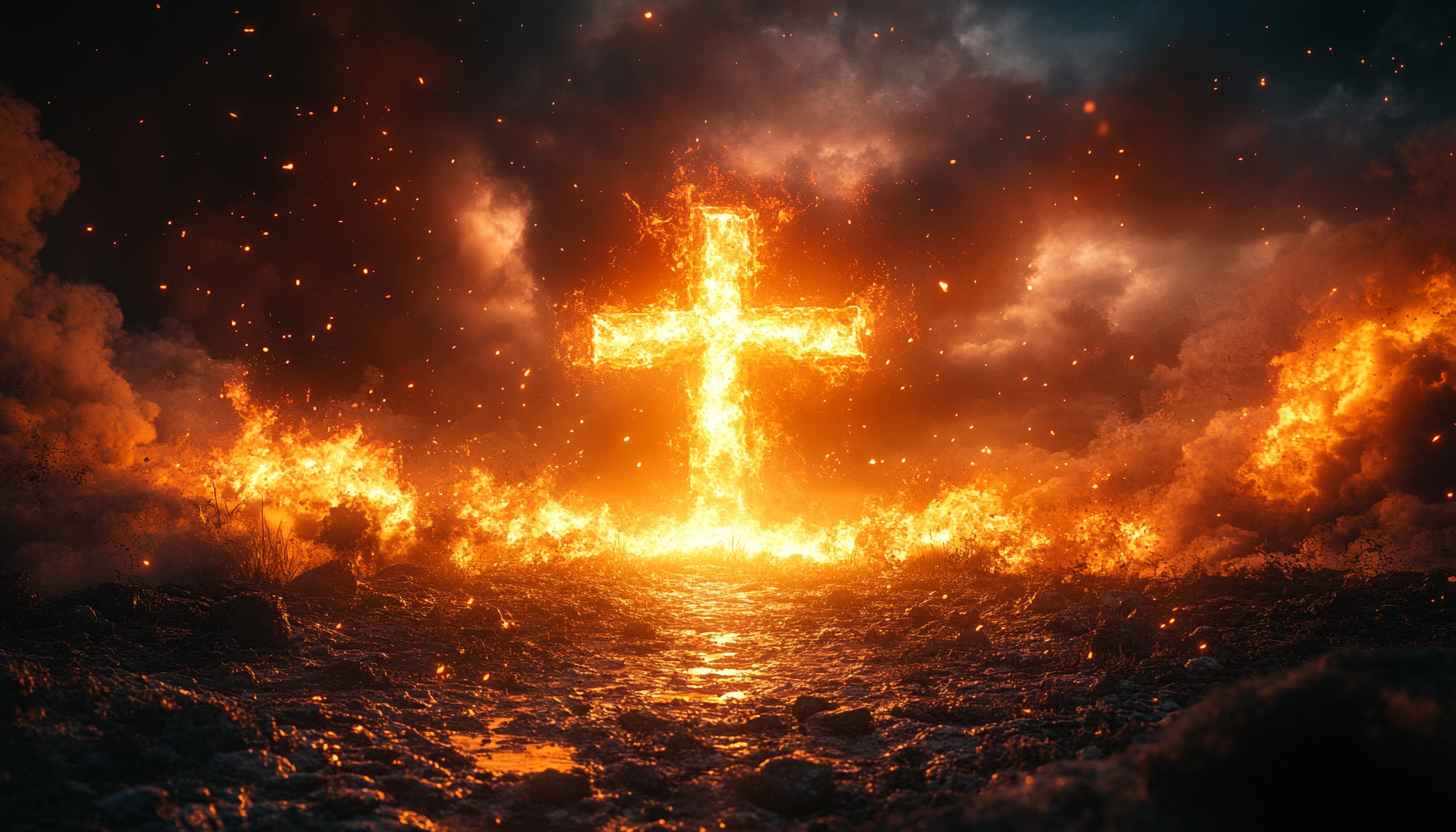 Burning Cross Wallpaper, Religious Theme, Christian Symbol, Desktop Backgrounds