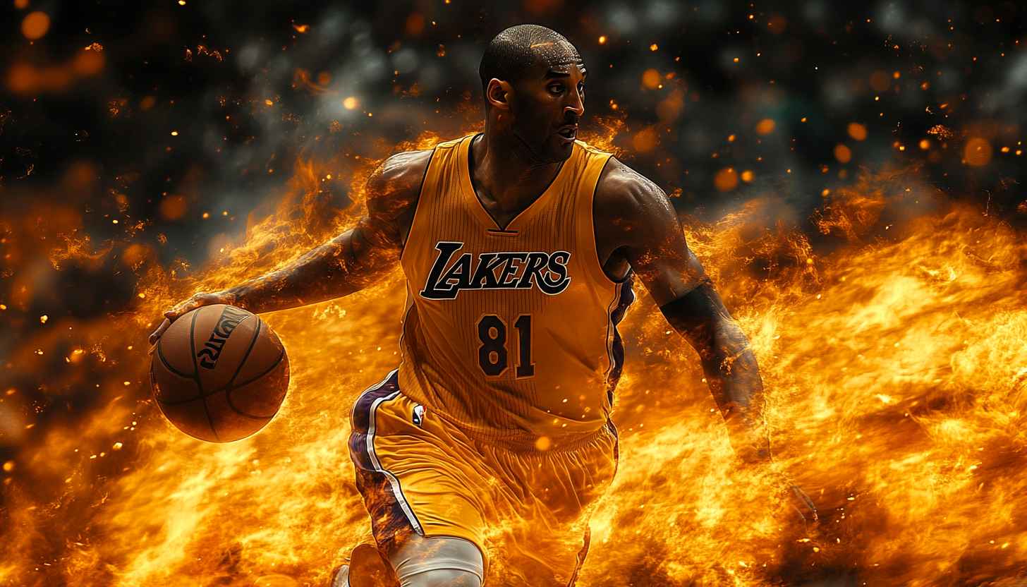 Kobe Bryant Lakers Basketball Wallpaper 4k, Fire Background, HD