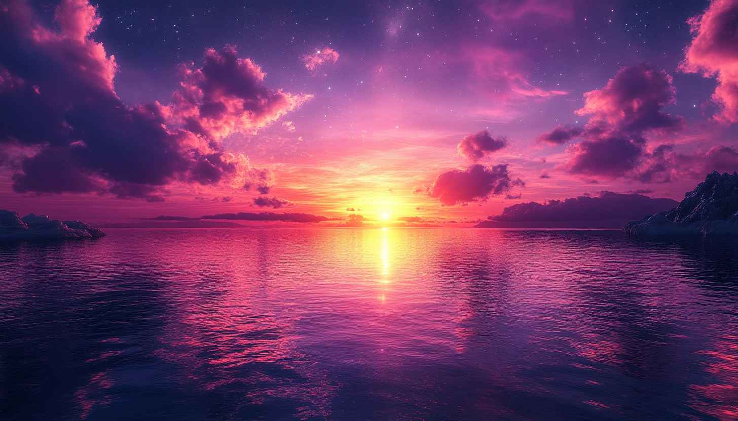 Pink Sky Wallpaper, Ocean Sunset Wallpaper, 4K Desktop Background