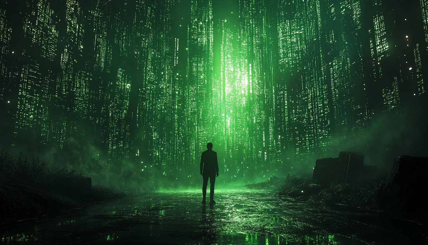 The Matrix Wallpaper: Green Code Cityscape 4K Wallpaper for Desktop ...