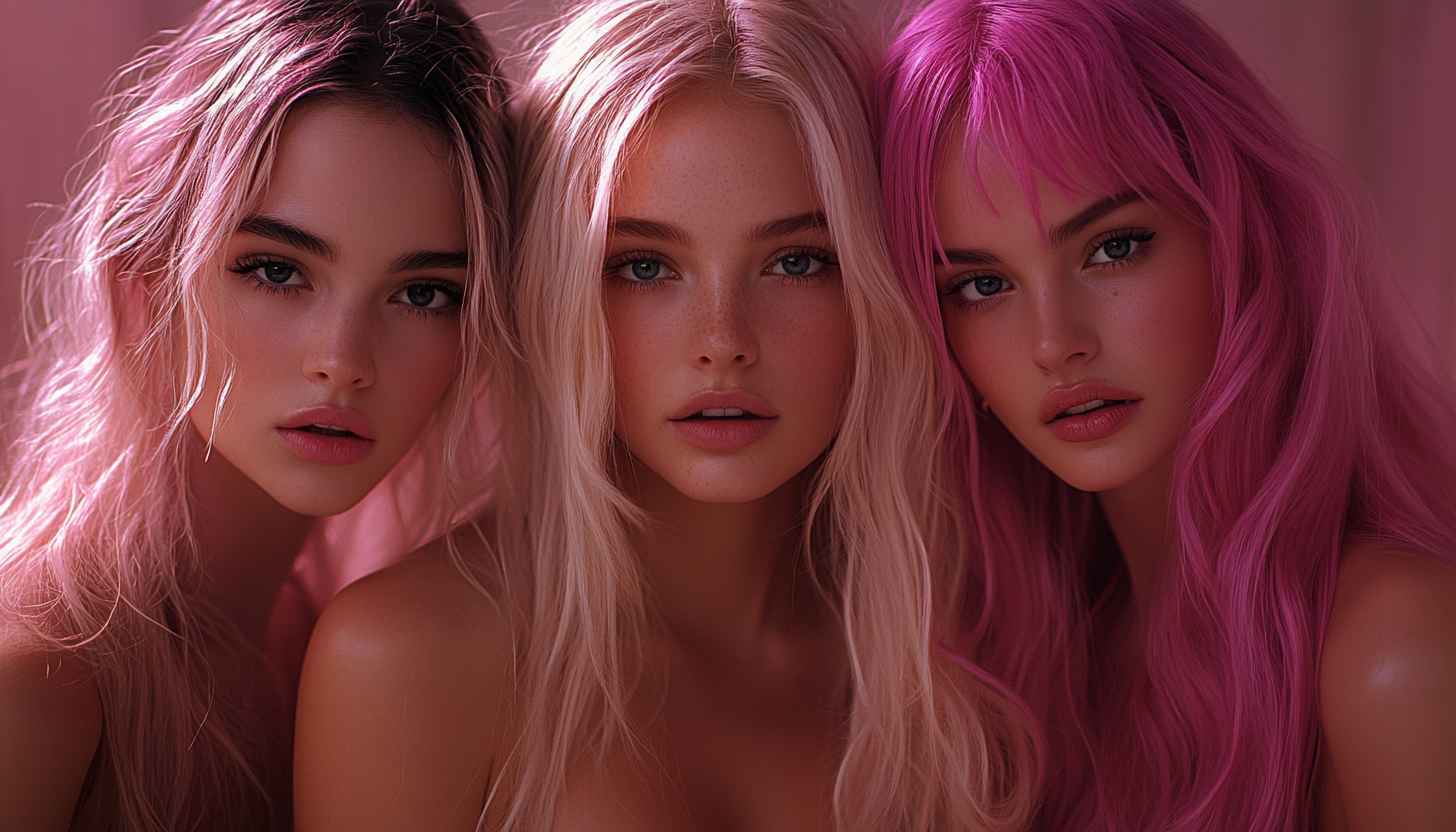 Pink Haired Girls Wallpaper, Aesthetic Women Background, Portrait HD