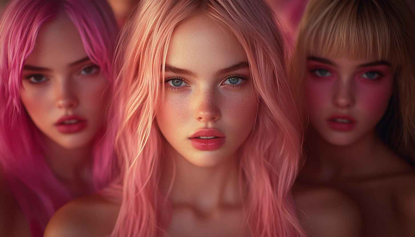 Pink Hair Girls Aesthetic Wallpaper for Phone, Desktop, Laptop