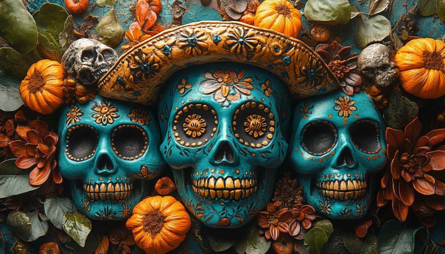 Day of the Dead Wallpaper, Skull, Halloween Wallpaper, Dia de Muertos