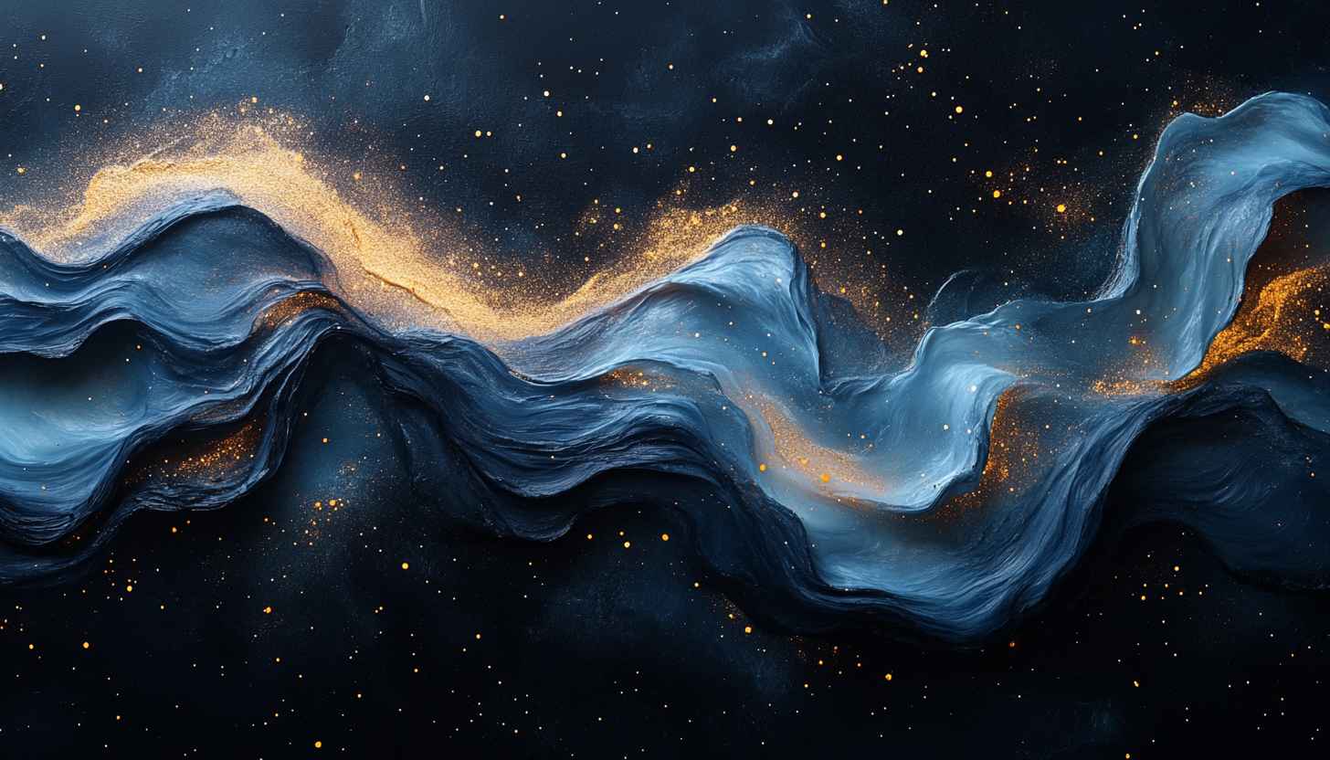Abstract Blue Gold Waves 4K Desktop Background Mobile Wallpaper