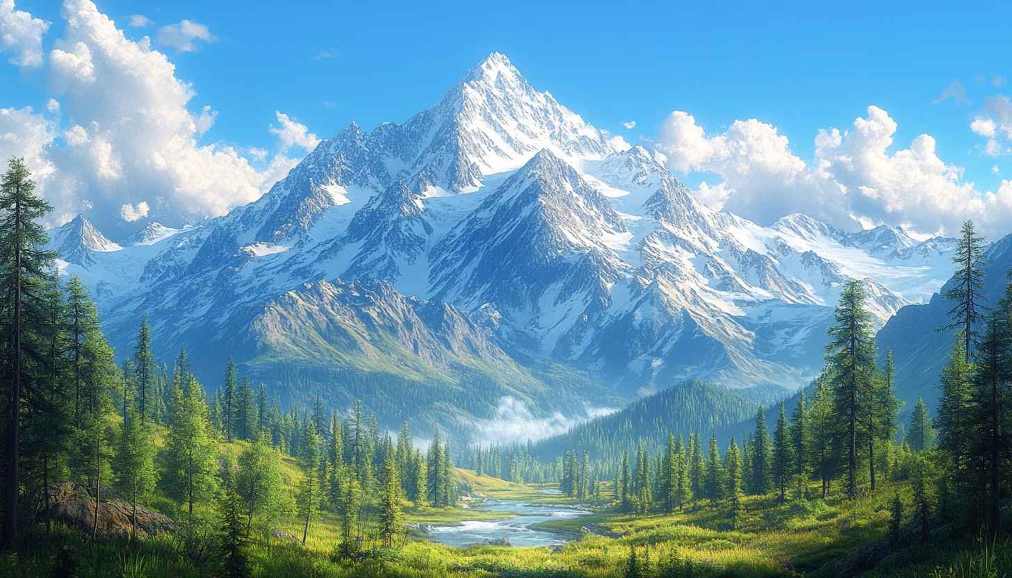 Snowy Mountain Peaks Scenery 4K Wallpaper for Desktop Backgrounds