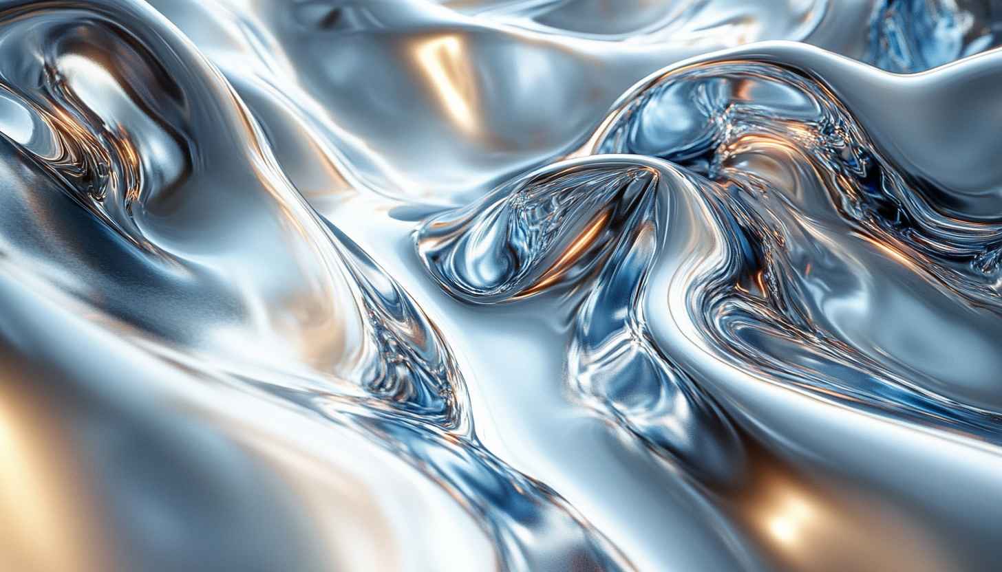 Abstract Chrome Metal Waves 4K Desktop Background Mobile Wallpaper