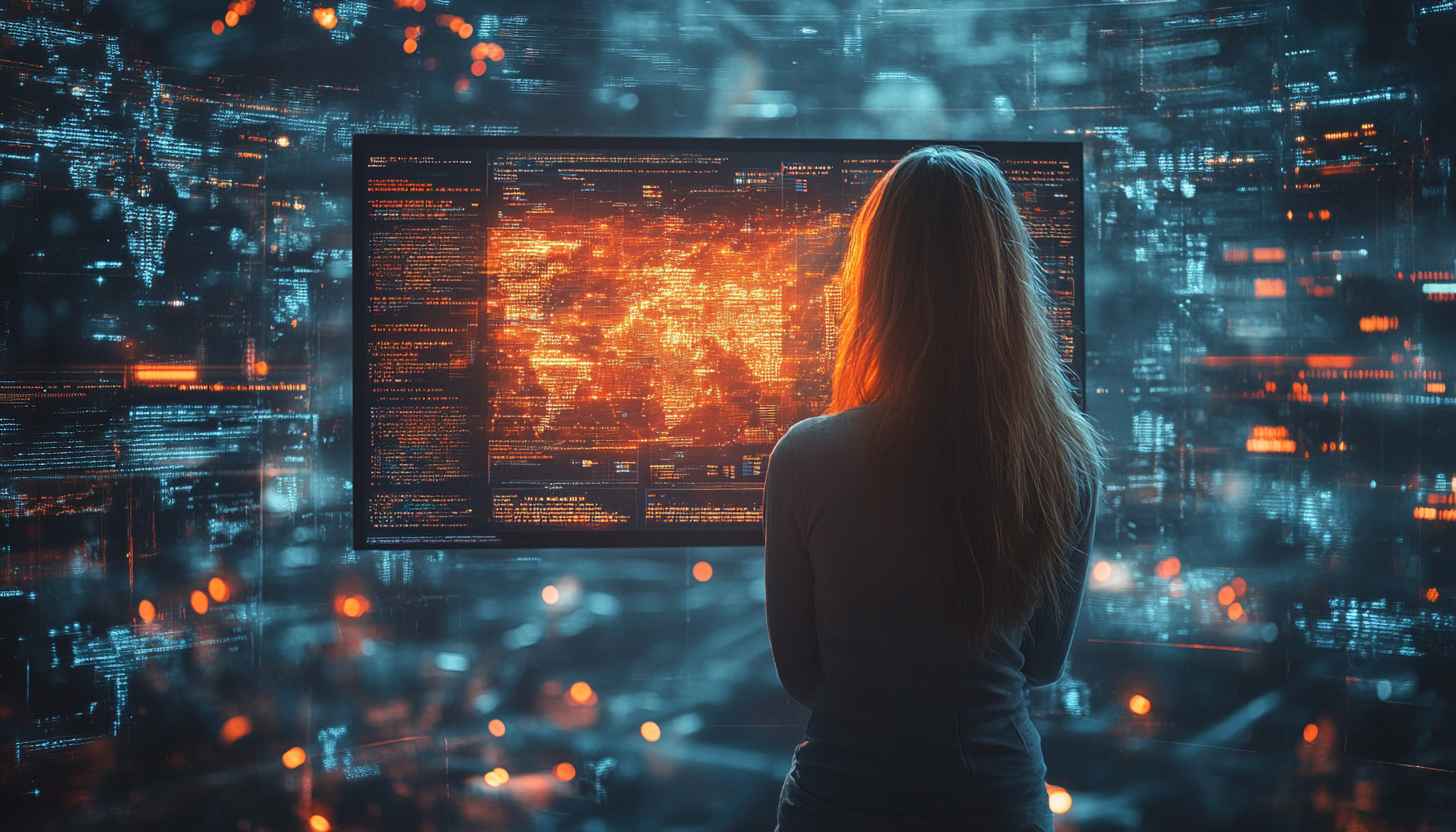 Woman Coding Data Visualization 4K Desktop Background Mobile Wallpaper