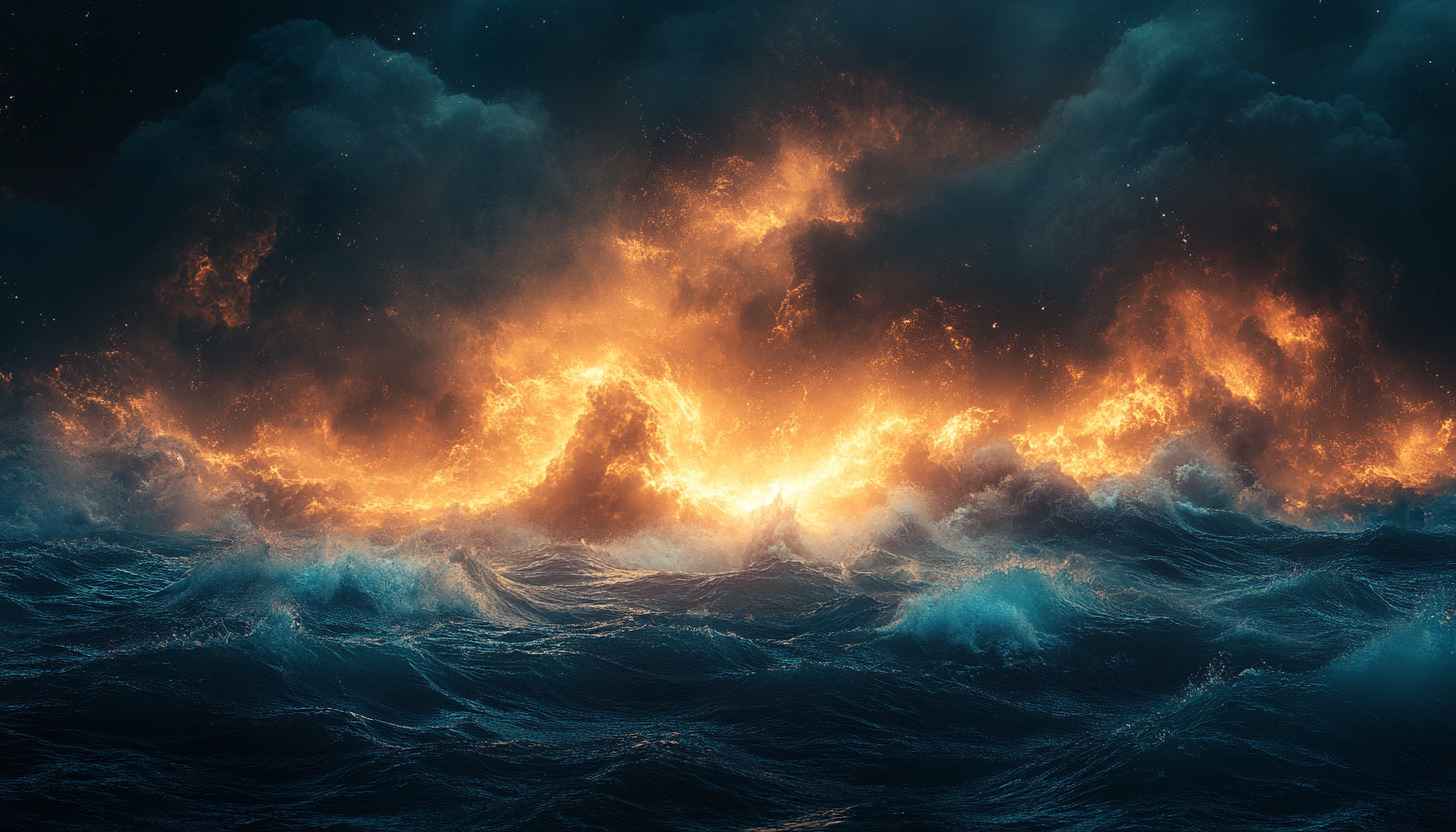 Dramatic Ocean Wave Mobile Wallpaper Glowing Sky 4K Background