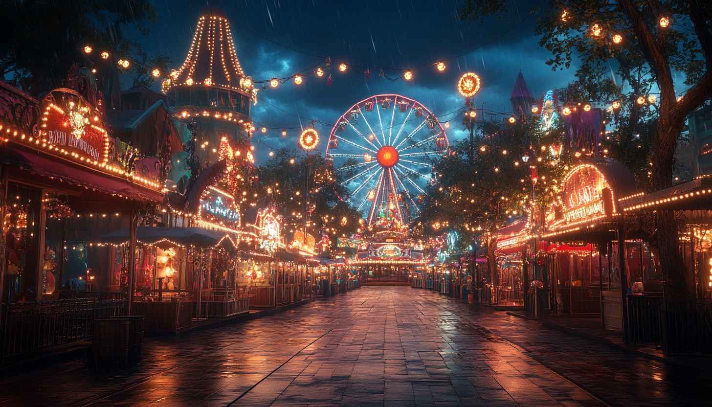 Night Carnival Festival Ferris Wheel 4K Desktop Mobile Wallpaper