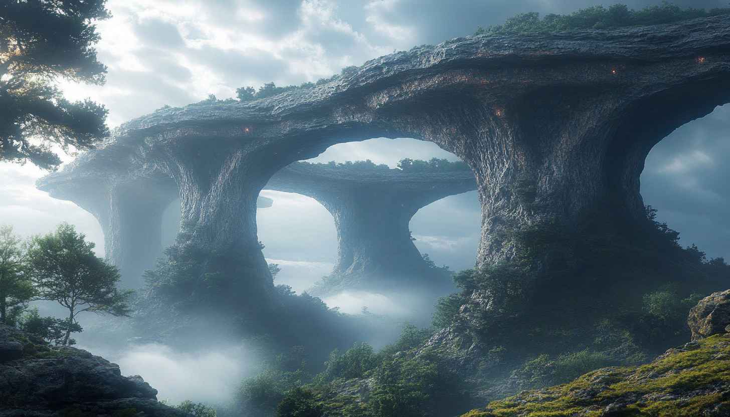 Mystical Arch Landscape 4K Desktop Background, Fantasy Forest Mobile Wallpaper