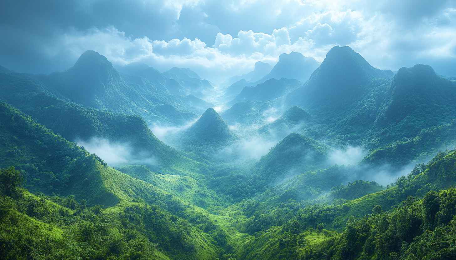 Lush Green Mountain Valley 4K Desktop Mobile Wallpaper Background
