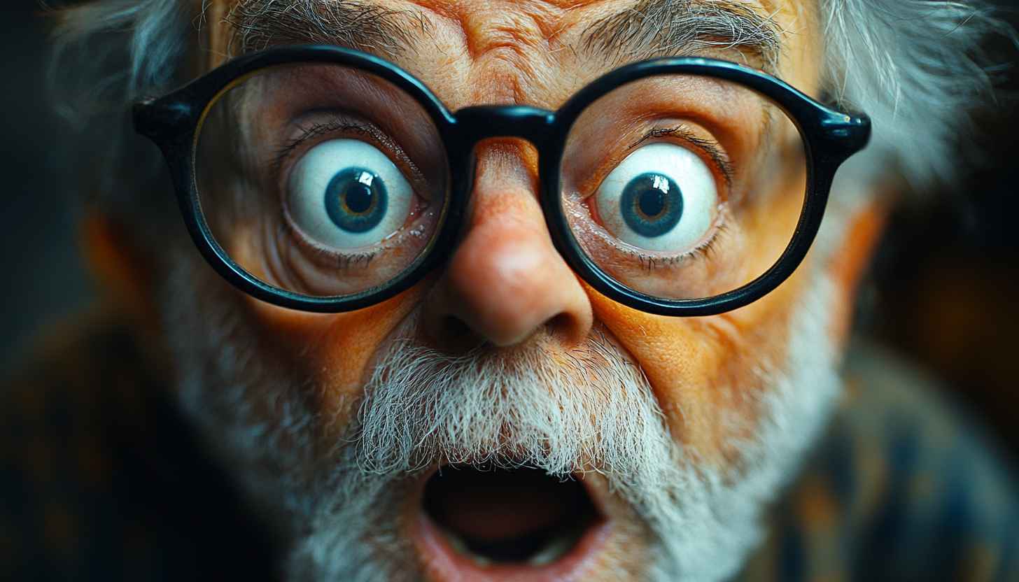 Shocked Old Man Face Close-Up 4K Desktop Background Wallpaper