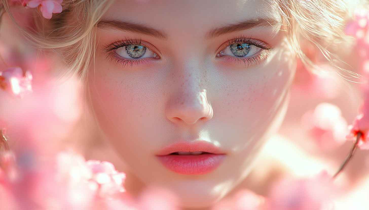Pink Blossom Beauty Mobile Wallpaper, Artistic Portrait Background Free