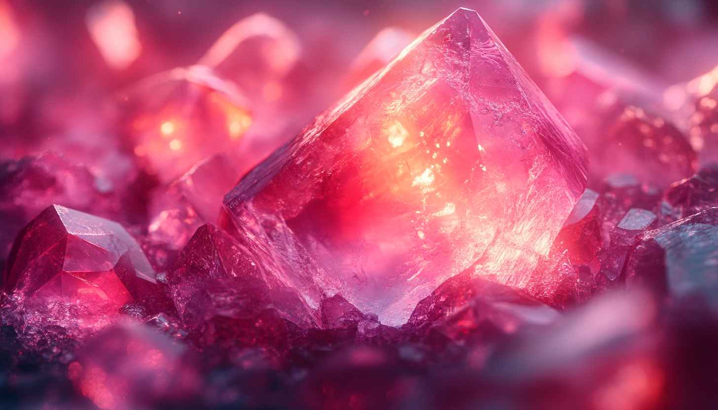 Sparkling Pink Ruby Crystal Cluster 4K Desktop Wallpaper