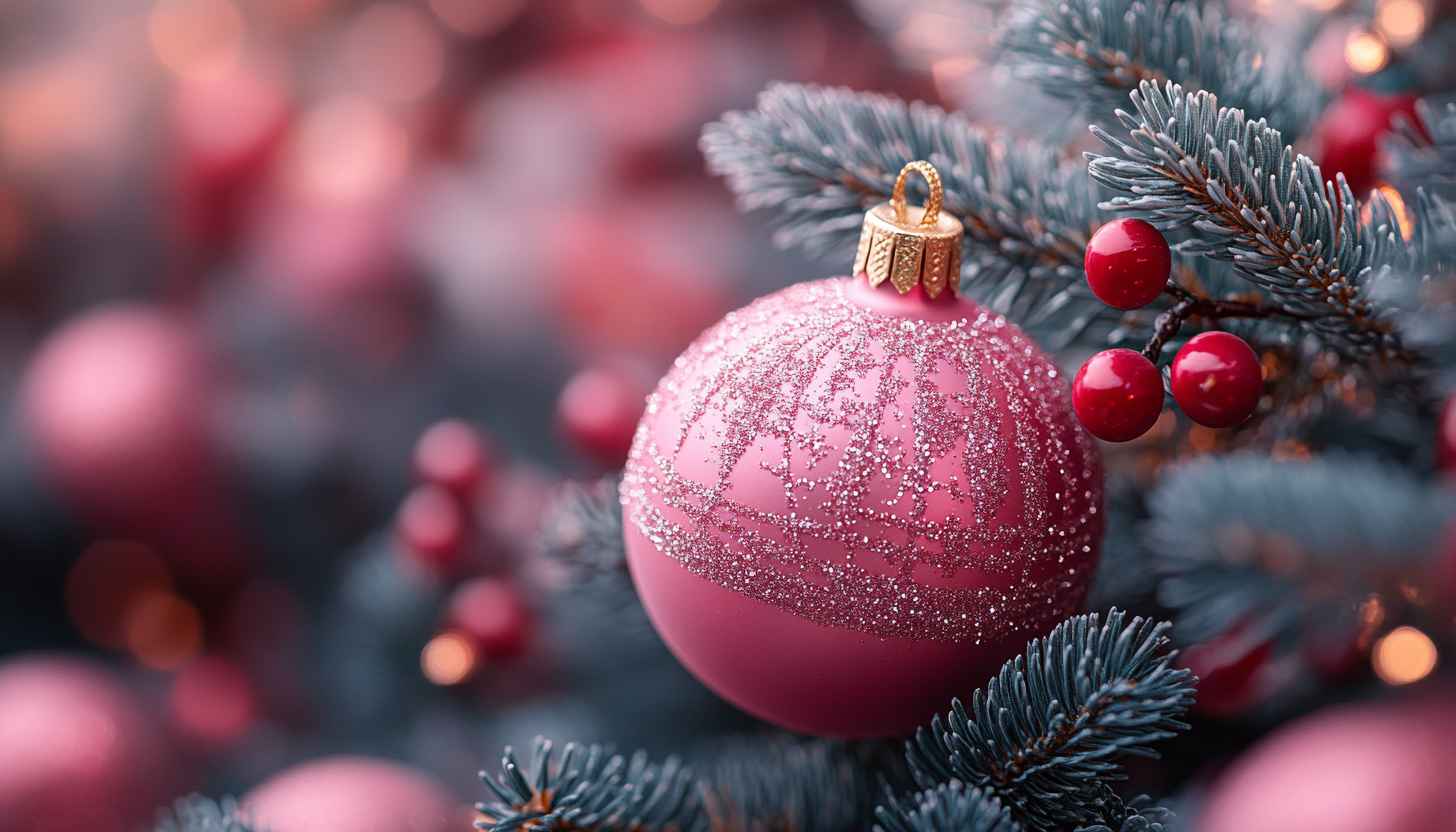 Pink Christmas Ornament Wallpaper Mobile Background Festive Holiday Theme