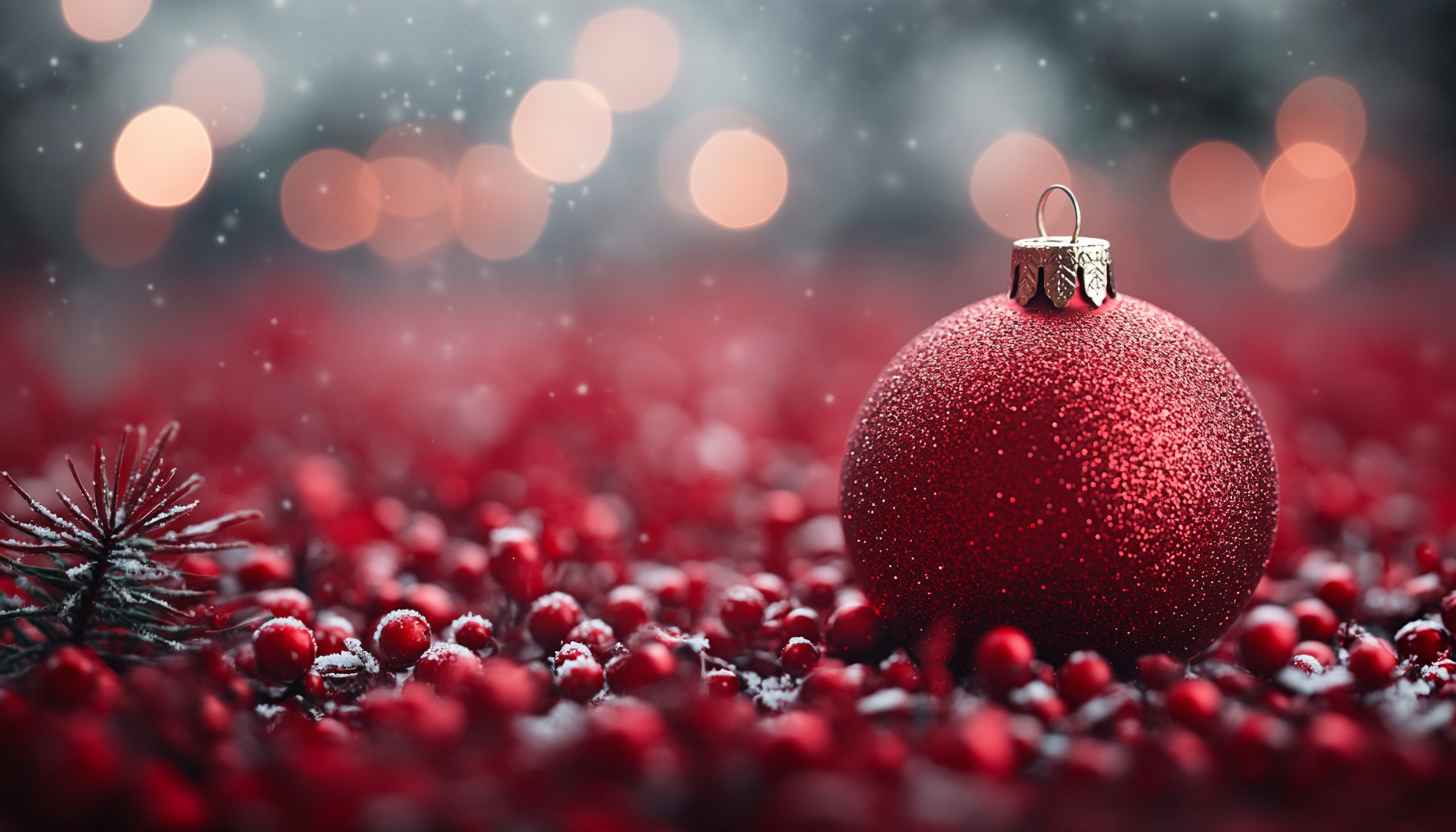 Festive Red Christmas Ornament HD Mobile Wallpaper Background