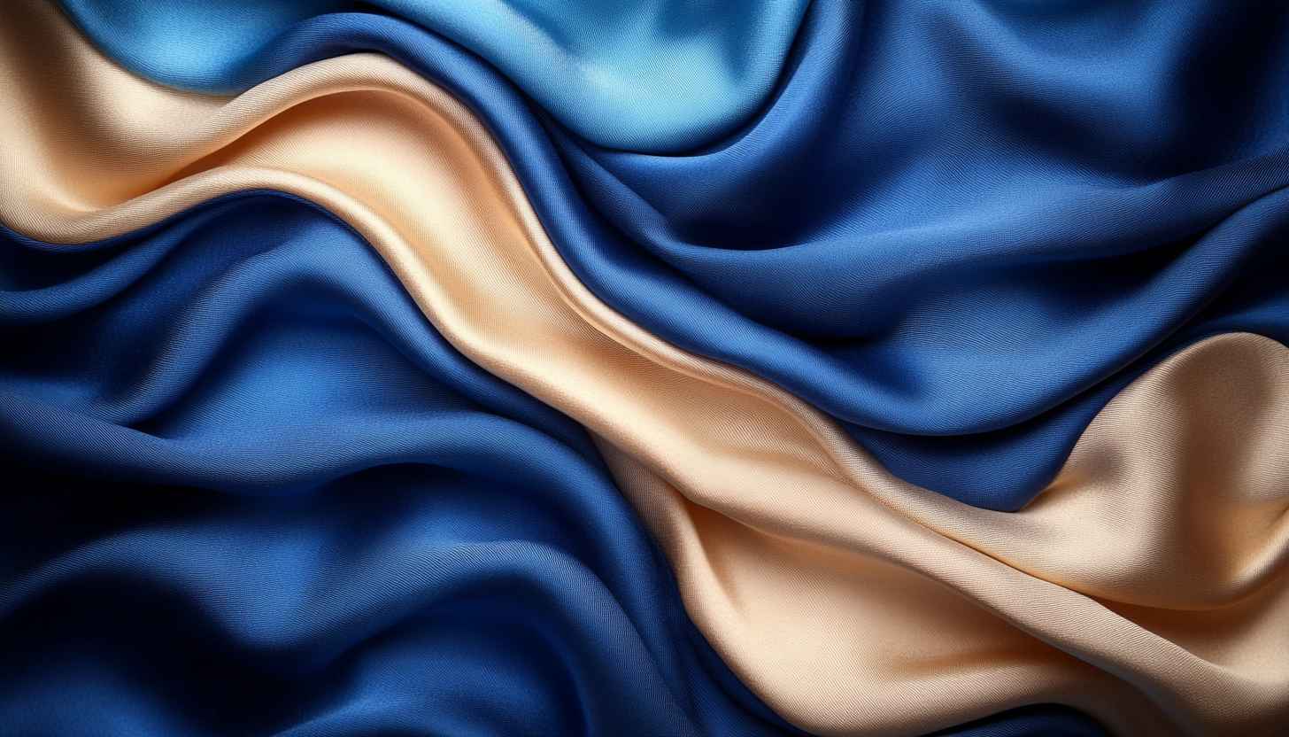 Luxury Blue Gold Silk Fabric Texture 4K Mobile Wallpaper