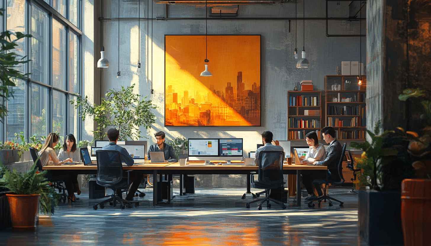 Modern Office Space Interior Design Wallpaper, Corporate Meeting Background