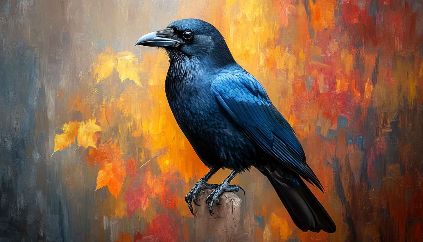 Autumnal Raven Painting Art Free Mobile and Desktop Wallpaper