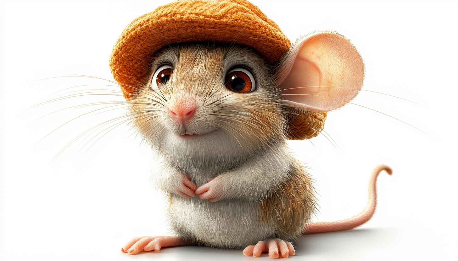 Cute Cartoon Mouse With Hat 4K Desktop Mobile Background Wallpaper