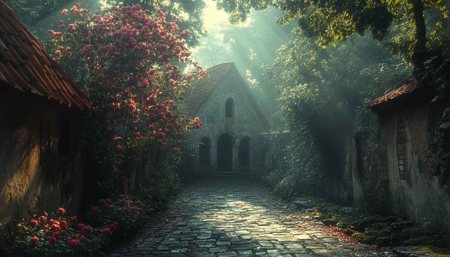 Mystical Village 4K Wallpaper, Fairytale Castle Mobile Background