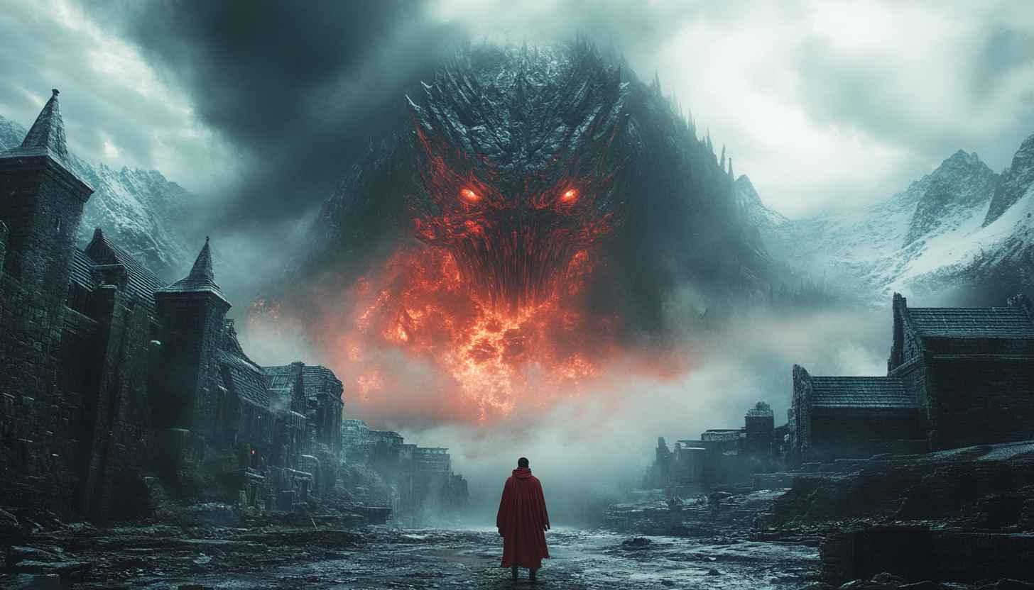 Fantasy Dragon Mountain 4K Wallpaper Epic Red Cape Mobile Background
