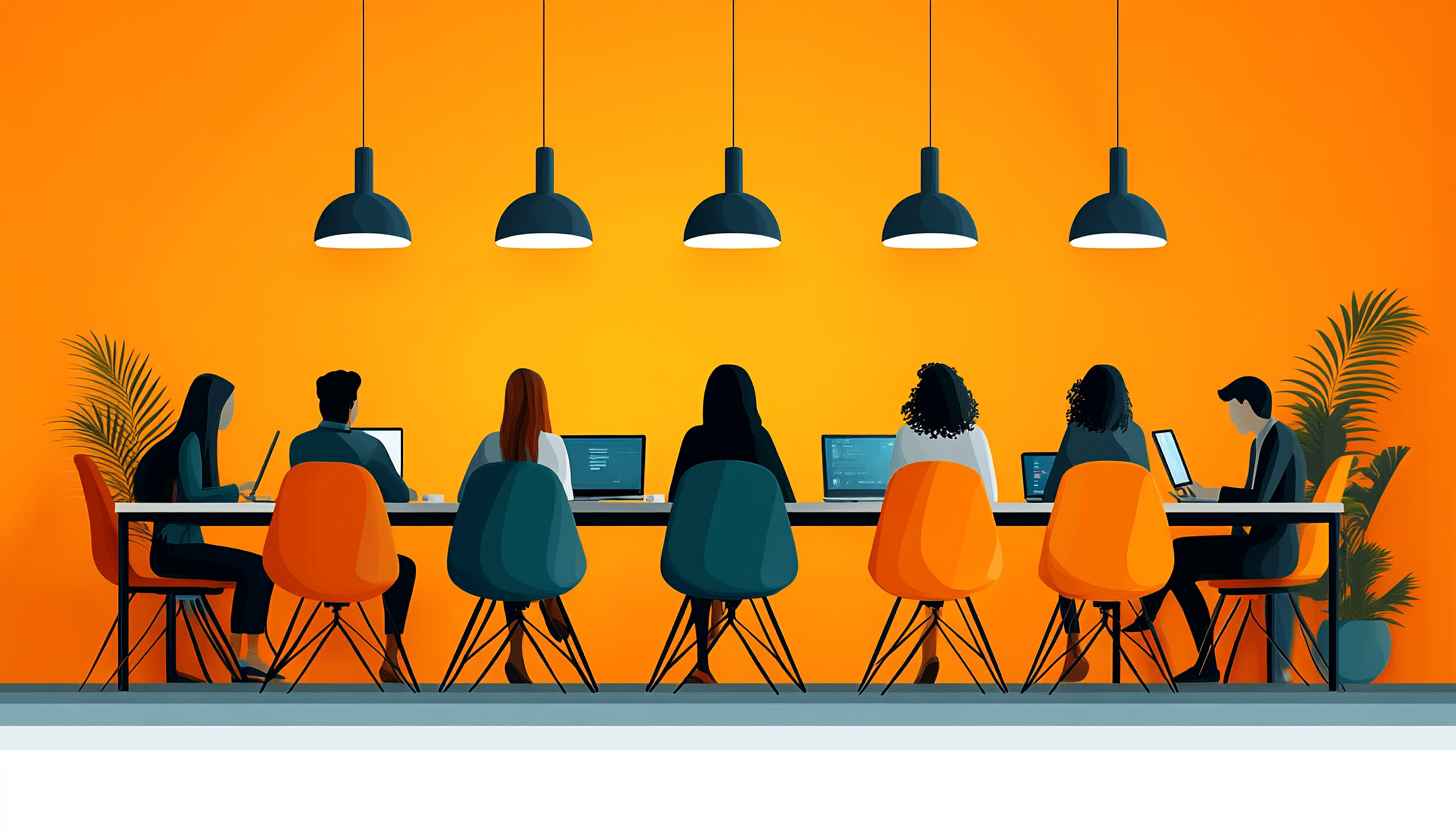 Modern Office Meeting Room 4K Wallpaper, Free Teamwork Illustration